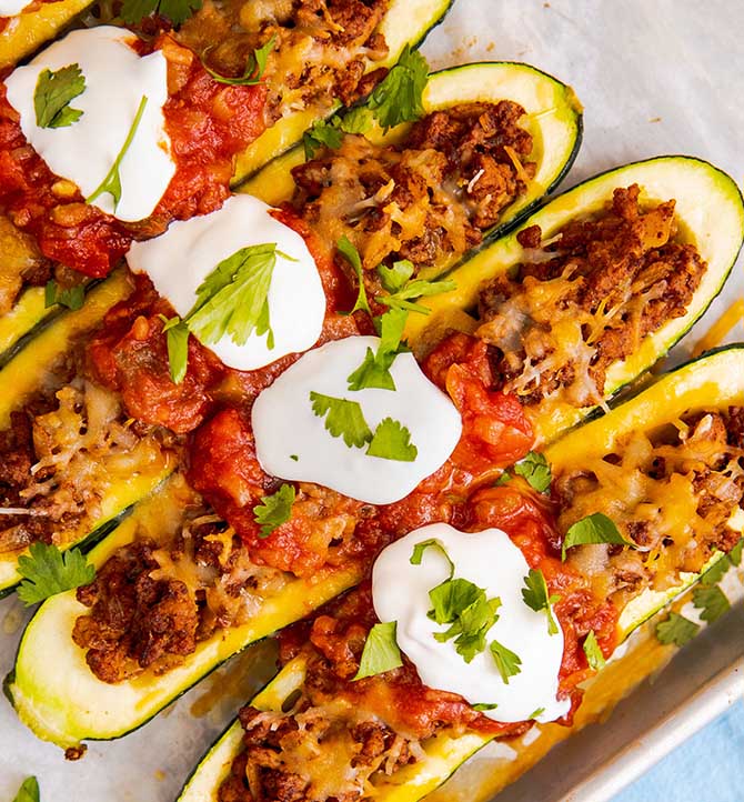 Turkey Taco Zucchini Boats